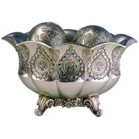 Ore International Traditional Royal Silver &amp; Gold Metallic Decorative Bowl with Spheres - 7H in.   